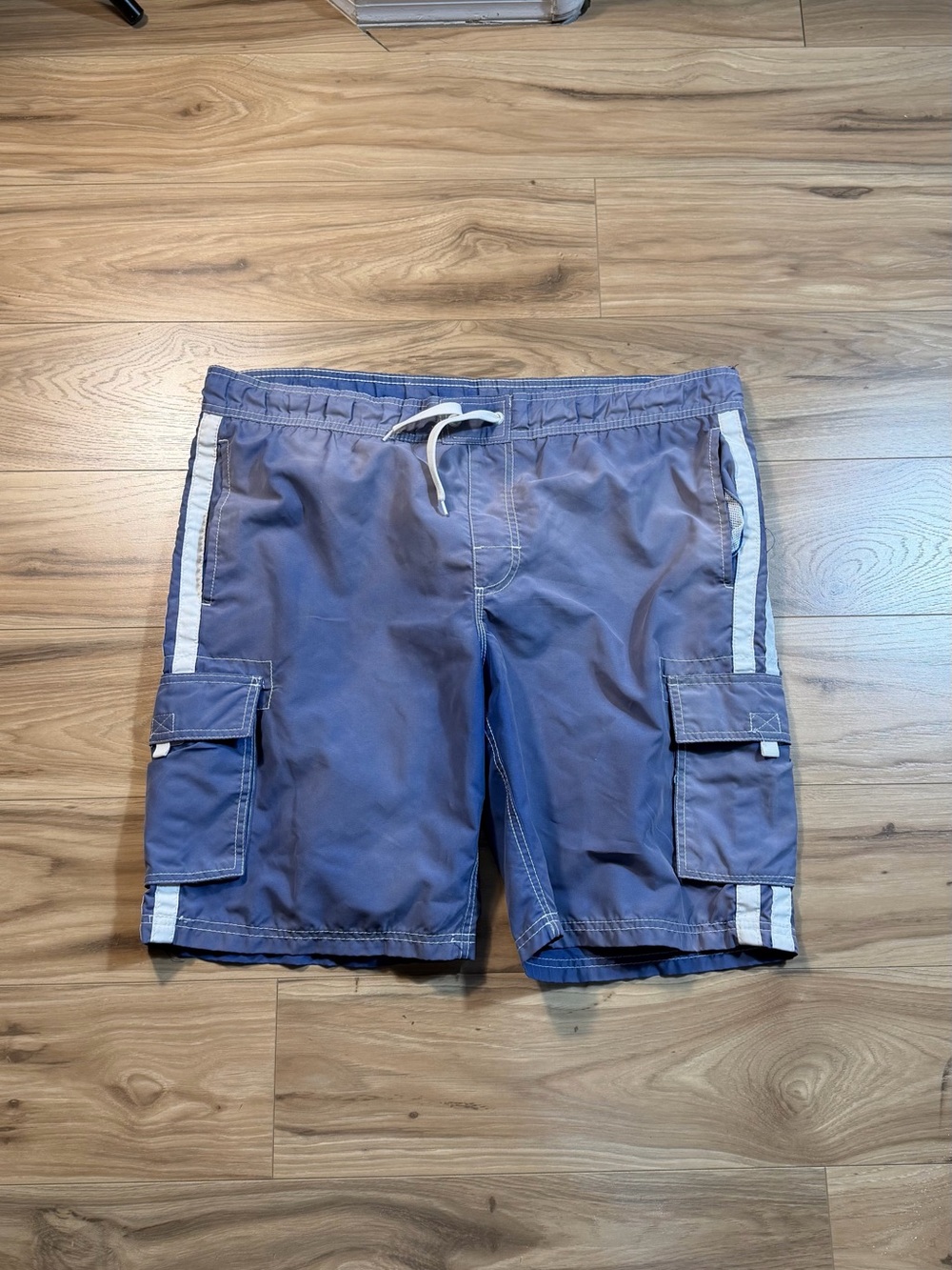 Sick Faded Kanu Men's Swim Trunks Blue Solid Size M Drawstring Mesh Lined Bottom